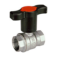 Кран шаровой полнопроходной, резьба внутренняя/внутренняя, хромированный, ручка пластиковая удлиненная для труб с термоизоляцией.