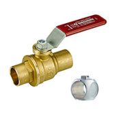 R918 Кран шаровой полнопроходной с шаром DADO©, отводы под пайку, никелированный, ручка - рычаг.