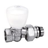 Прямой ручной клапан  3/8", хромированный, отвод с герметичной прокладкой