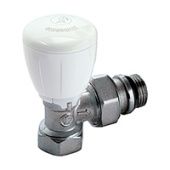 Угловой микрометрический термостатический клапан, хромированный, отвод с герметичной прокладкой