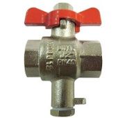 Латунный шаровой кран Dn15, G1/2B, с резьбовым штуцером M10x1 для монтажа термодатчика