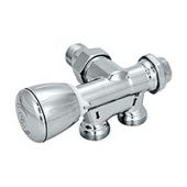 Узел нижнего подключения микрометрический термостатический для однотрубных систем, хромированный глянцевый, подключение слева. Межосевое расстояние: 35 мм.