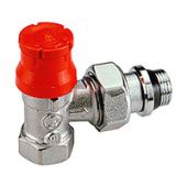 Угловой термостатический клапан с предварительной настройкой, хромированный, отвод с герметичной прокладкой