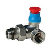 Угловойтермостатический клапан двухплоскостной, левый, хромированный, отвод с герметичной прокладкой