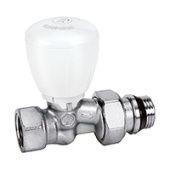 Прямой микрометрический термостатический клапан, хромированный, отвод с герметичной прокладкой