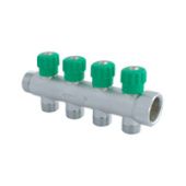 16  G 1/2  Коллектор модульный  6х3/4"  хромированный с запорной арматурой