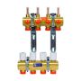 Коллекторный узел 1"x18/11 для систем отопления с лучевой разводкой и для систем напольного/ потолочного отопления и охлаждения.   Состоит из:   - 1 коллектор подающий со встроенными отсечными / бансировочными клапанами с механической памятью и расх