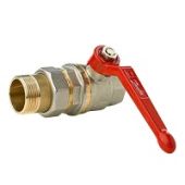 Латунный шаровой кран Danfoss с накидной гайкой и ниппелем ("американка") с рукояткой типа "ручка" Ду 32 мм, PN 40 бар