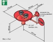 Душ аварийный настенный для  глаз с раковиной. Вход с внутренней резьбой 1/2"