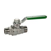 Кран шаровой со стандартным проходом,с зеленой рукояткой, хромированный,с низким содержанием свинца, для питьевой воды, с наружной резьбой.