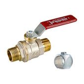 DN32 Кран шаровой полнопроходной DADO© 1 1/4" НР/НР PN35/Tmax=185 с красной ручкой