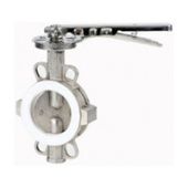 DN125 PN16 Дисковый поворотный затвор 5" с редуктором. Нержавеющая сталь ALSI 316 + PTFE