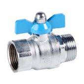 DN08 (1/4") PN25 Кран шаровой полнопроходной , корпус-латунь, уплотнение-PTFE, НР/ВР ручка-ба