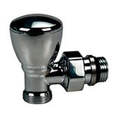 Угловой ручной клапан для полотенцесушителя, хромированный, с глянцевой поверхностью, с подсоединением с наружной резьбой для переходников, отводы с герметичной прокладкой.