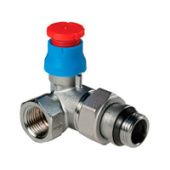 Угловойтермостатический клапан двухплоскостной, правый, хромированный, отвод с герметичной прокладкой