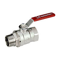 Кран шаровой  R254DL  с вн./нар. резьбой  1", стандартный проход, хромированный, с красным рычагом