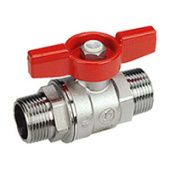 Кран шаровой 3/4", резьба наружная/наружная, стандартный проход, хромированный, ручка - бабочка красная или желтая.