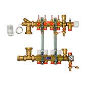 Коллектор в сборе для систем напольного/ потолочного отопления/охлаждения с расходомерами (шкала: 0,5-5 л/мин.)   Подключение к высокотемпературному контуру. Смешение с помощью терморегулятора R462L. Встроенные расходомеры и возможность балансировки