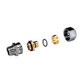 Фитинг прямой, с наружной резьбой хромированный для многослойной и полимерной трубы.