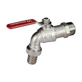 Кран для садового шланга R621 1/2" с выводом для резинового шланга, с рычажной рукояткой, хромированный.