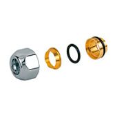 Переходник хромированный, с глянцевой поверхностью, для металлической (медной) трубы.