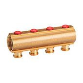 Коллектор сo встроенными отсечными/балансировочными клапанами, с отводами с наружной резьбой.