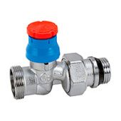 Прямой термостатический клапан, хромированный, отвод с герметичной прокладкой, подсоединение с наружной резьбой